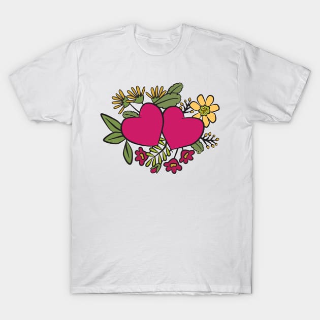 Hearts and Flowers T-Shirt by Sue Cervenka